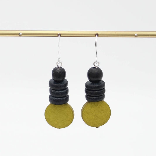 Black and Chartreuse Dusk Earrings