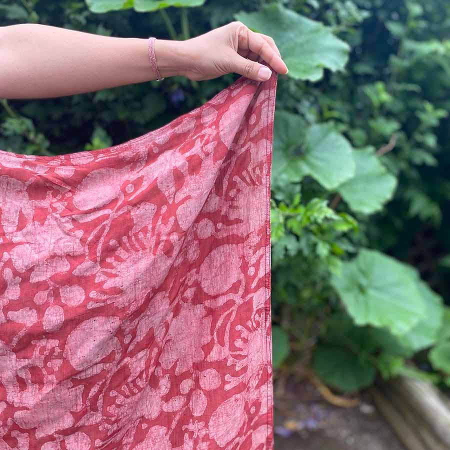 Red Block Print Bandana, Valentine Head Scarf Radha