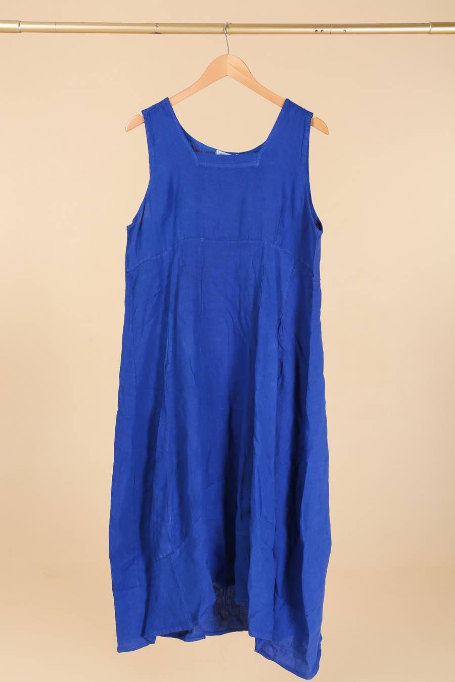 322 Solid women's linen dress with pocket
