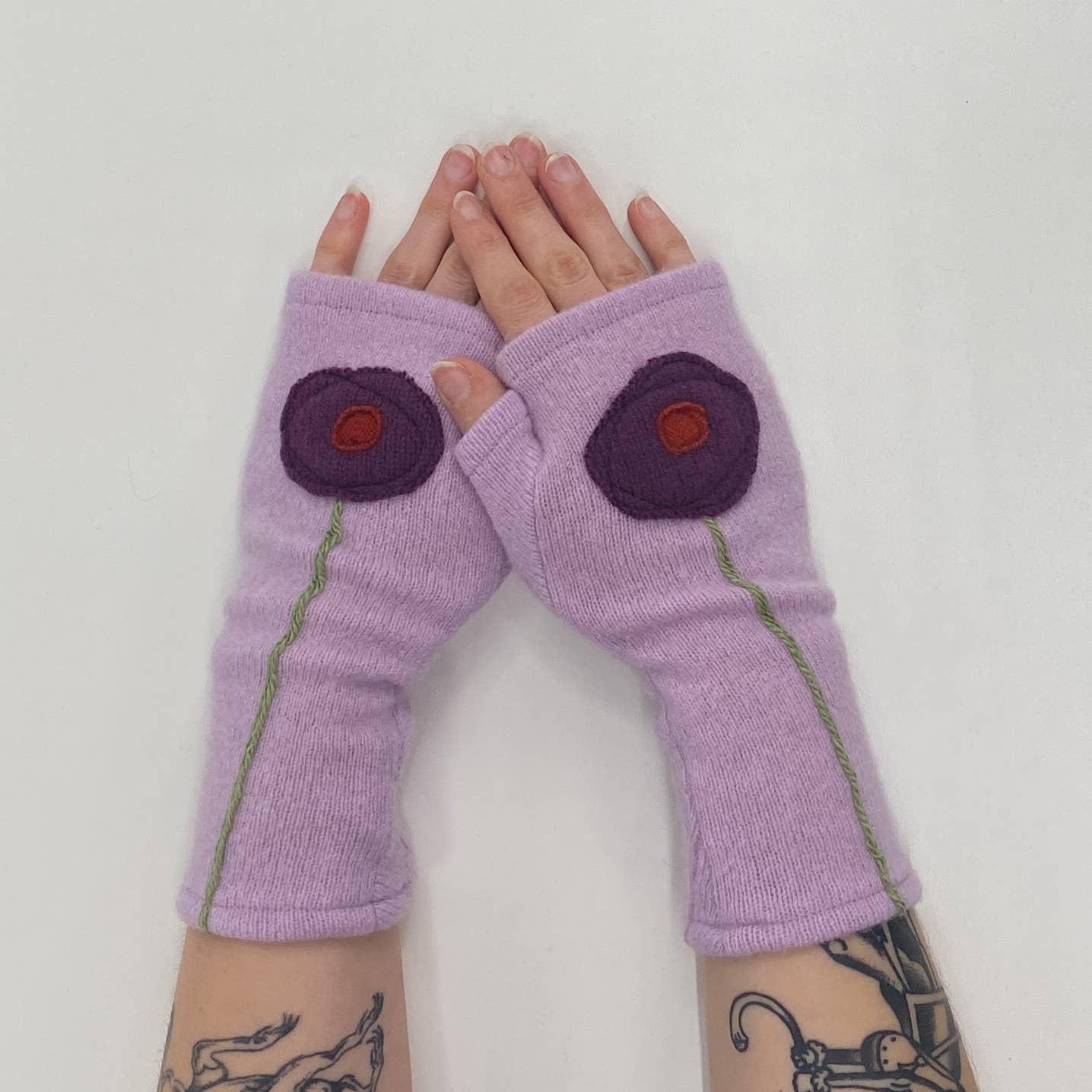 Fingerless Cashmere Gloves-Poppy