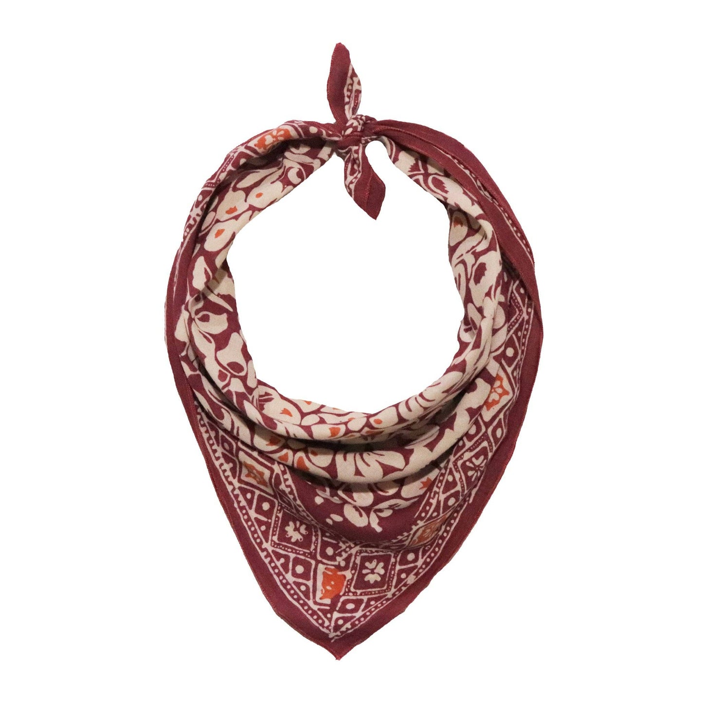 Hand Dyed Batik Bandana, Plum Haze, Floral, Purple, Scarf, 100% Cotton