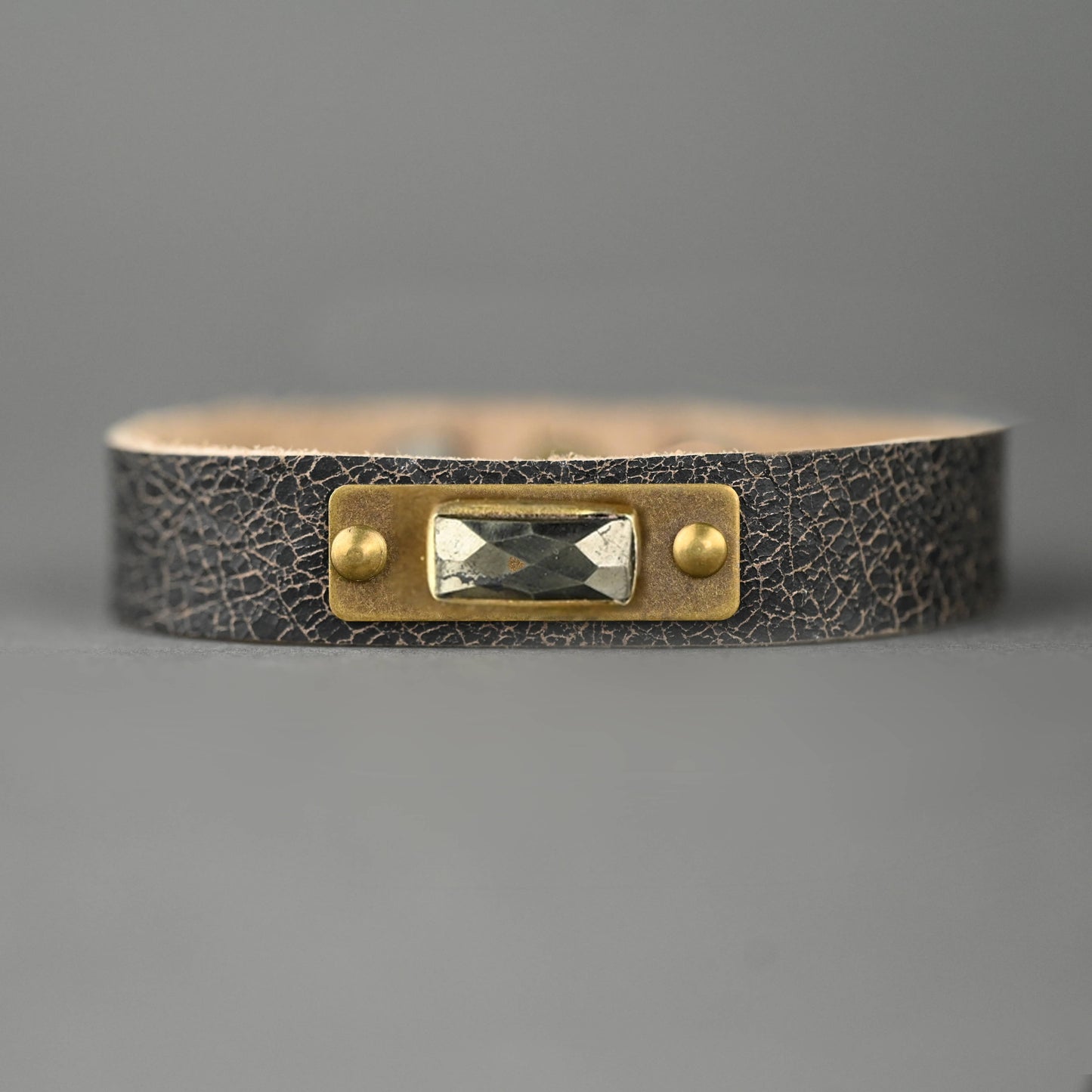 Leather Stacker Cuff w/ Semi Precious (Cowboy Black)