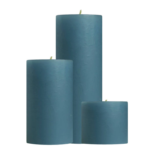 Colonial Blue Unscented Pillar Candles - 3x3", 3x6", 3x9"