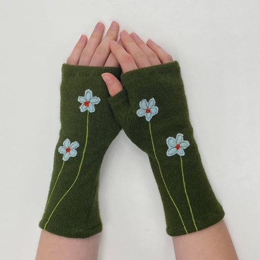 Fingerless Cashmere Gloves-Wildflower