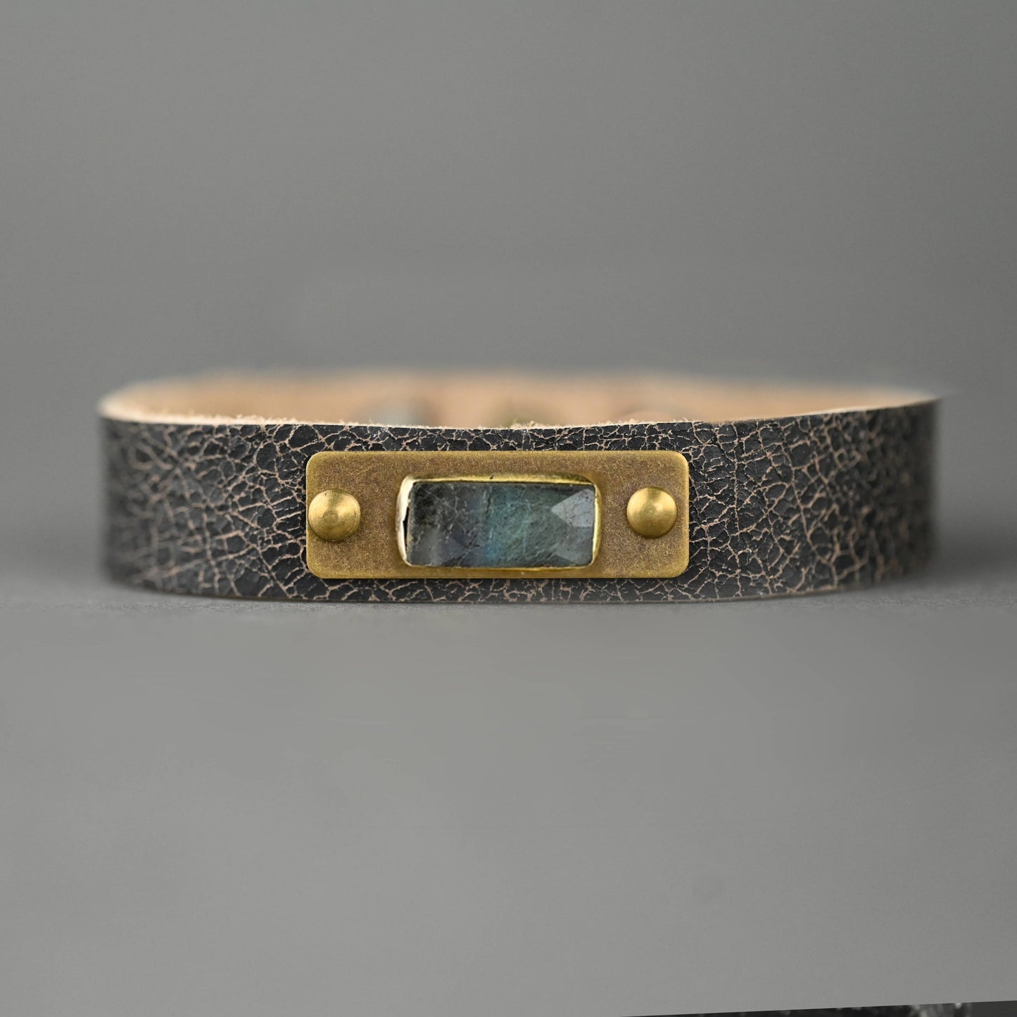 Leather Stacker Cuff w/ Semi Precious (Cowboy Black)
