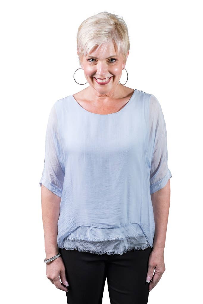 Adriana Silk Double Raw Edge Top (BQ209)