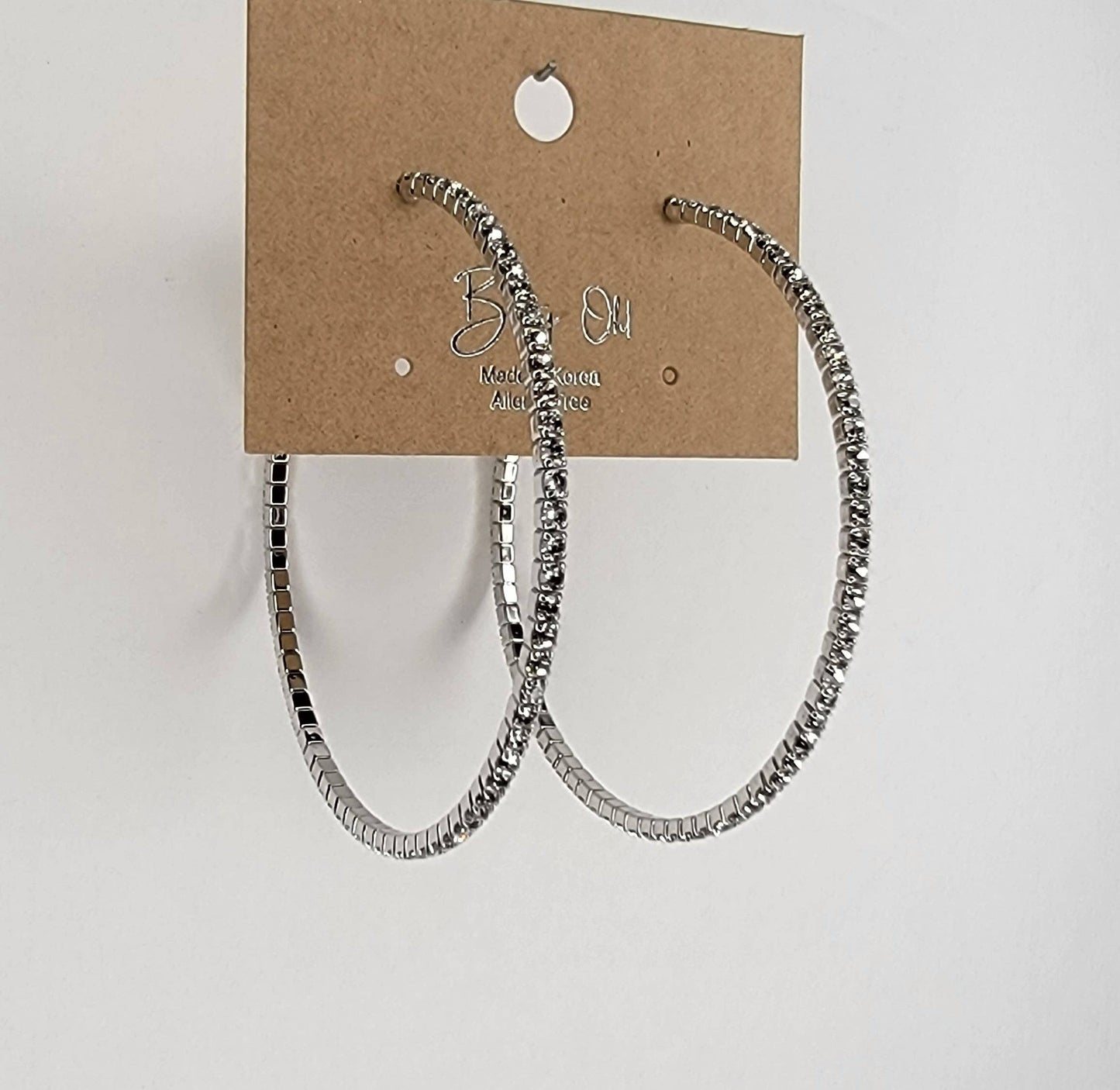 2 1/4" Diameter Large Size Rhinestone Hoop Earring