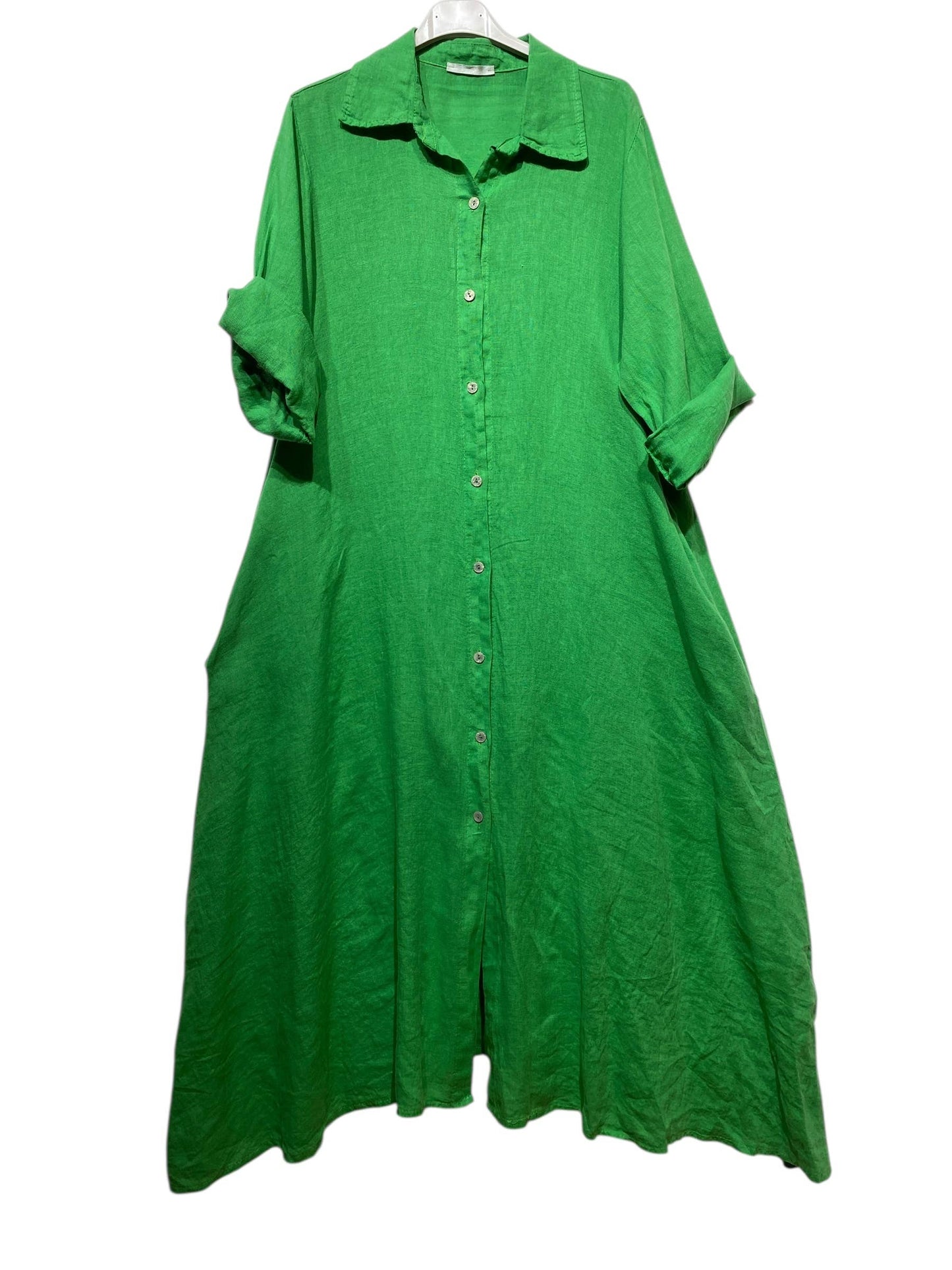 LONG LINEN DRESS WITH POCKETS