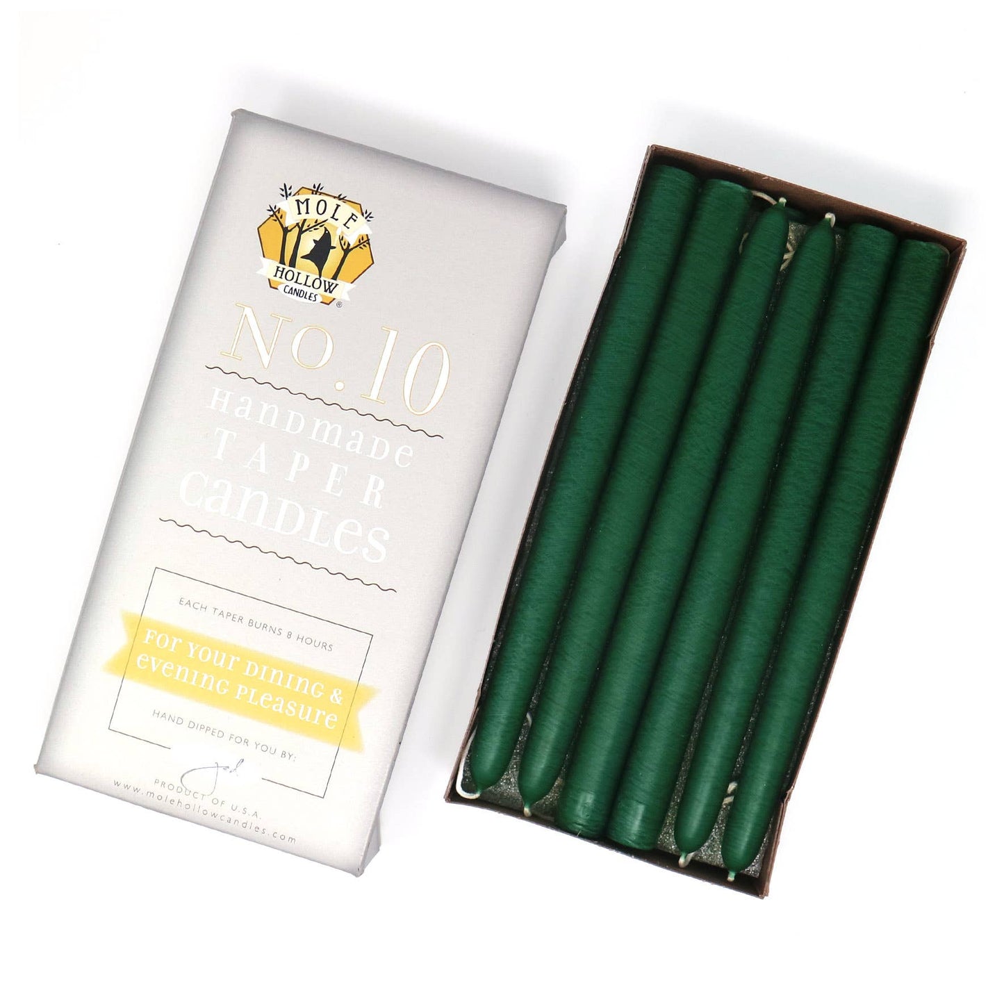 10" Hand Dipped Unscented Taper Candles - 39 Colors USA Made