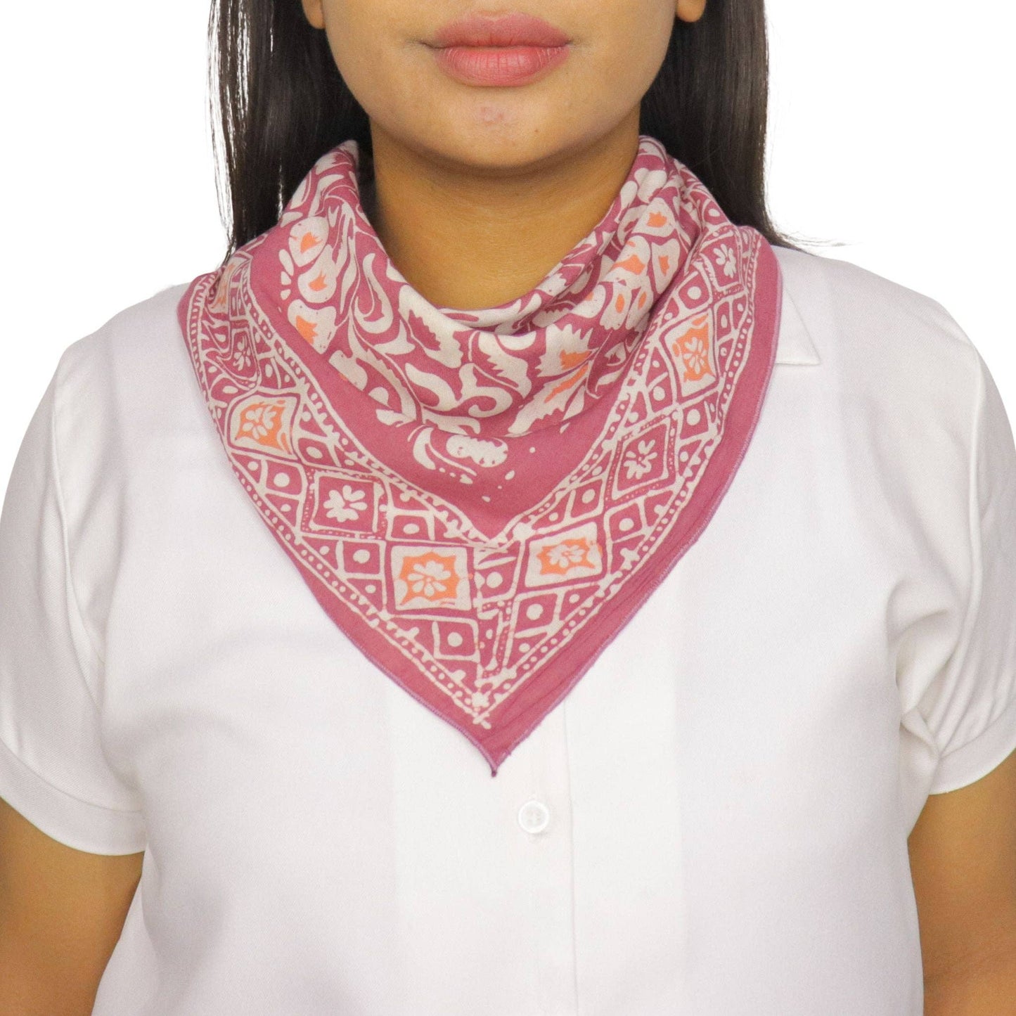 Hand Dyed Batik Bandana, Plum Haze, Floral, Purple, Scarf, 100% Cotton