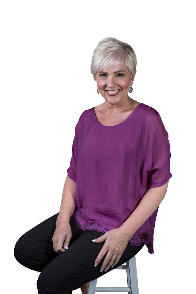 Adriana Silk Double Raw Edge Top (BQ209)