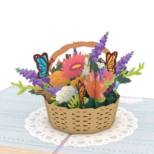 Flower Basket Card, 5x7" Pop-Up Cards, Vintage