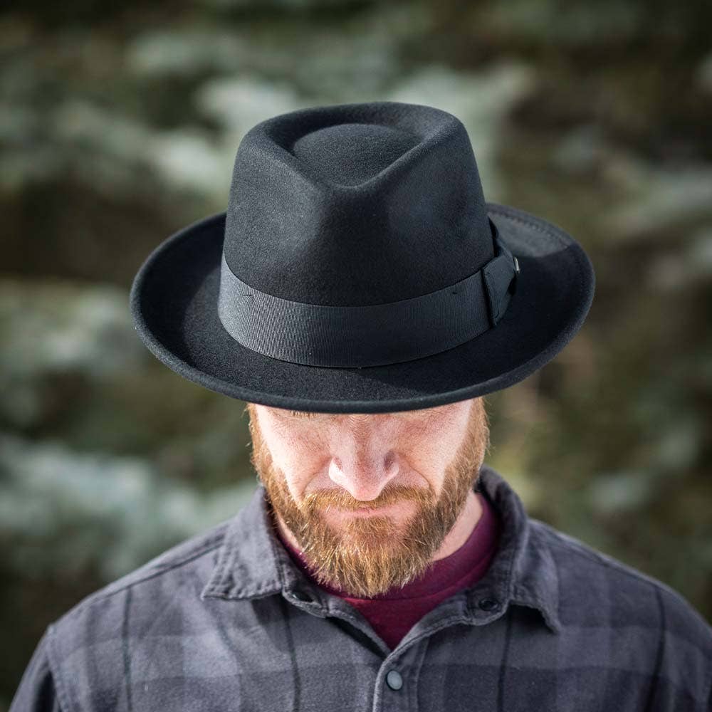 Mens Winter Wool Felt Crushable Fedora Hat- Bristol