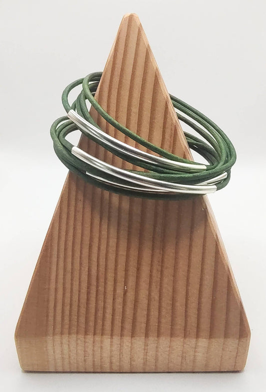 Distressed Green Oiginal Leather Wrap Bracelets