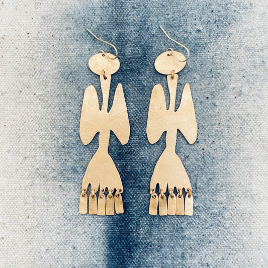 Brass Earrings, Bohemian Contemporary Handmade Jewelry