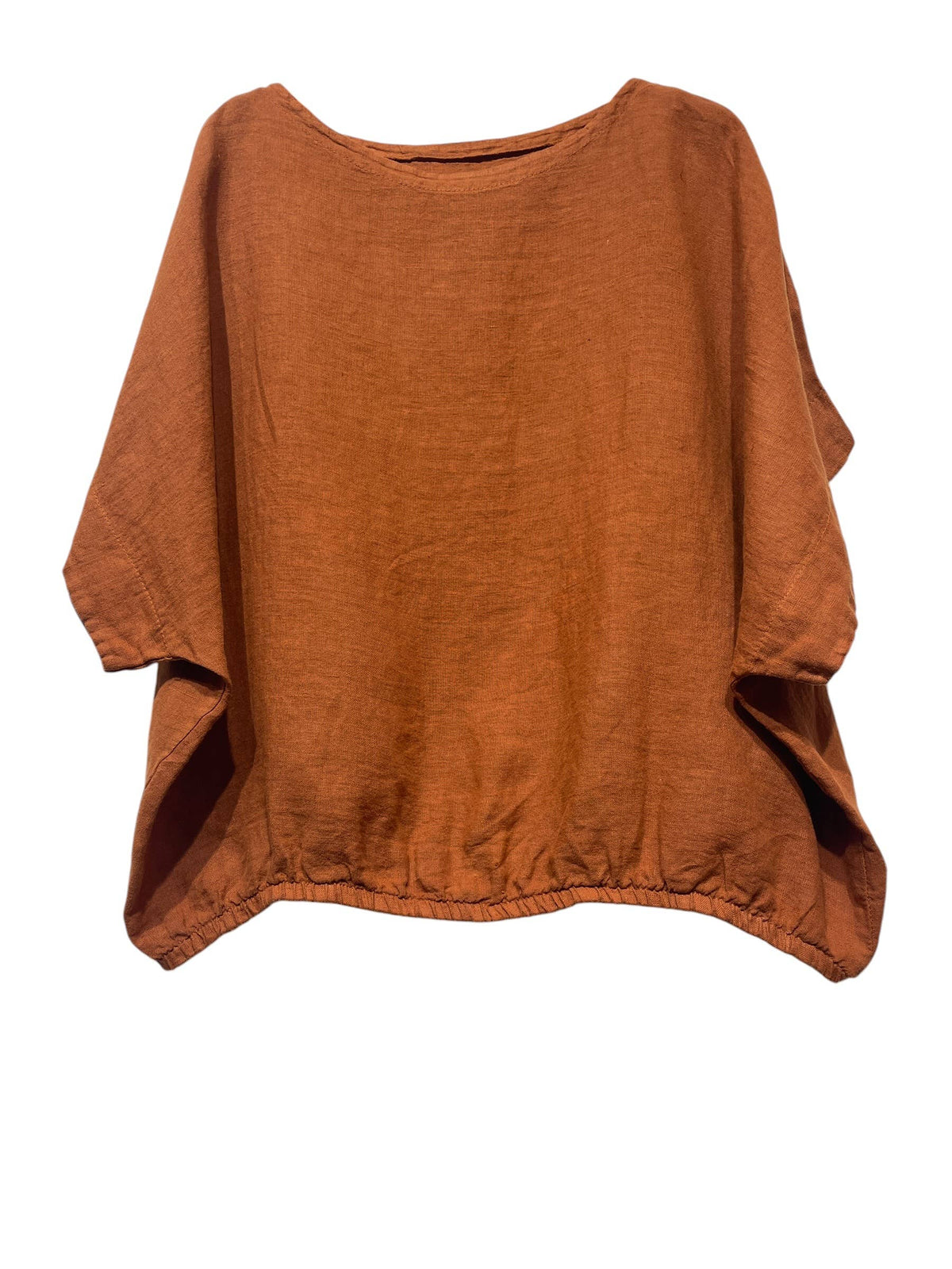 9558 Oversized linen tunic with elasticated hem