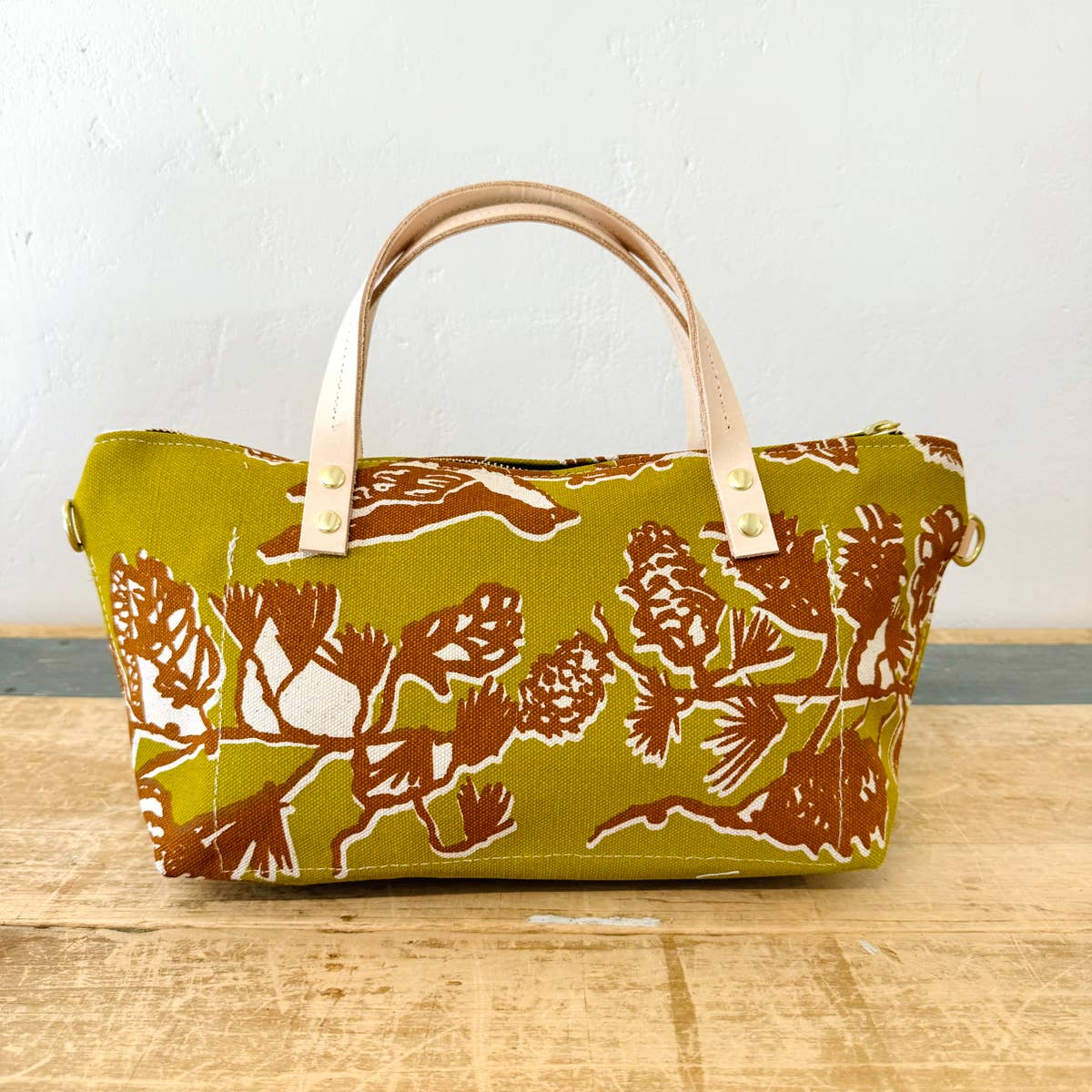 Pine Cone Tree Heavy Linen or Heavy Canvas Satchel Bag