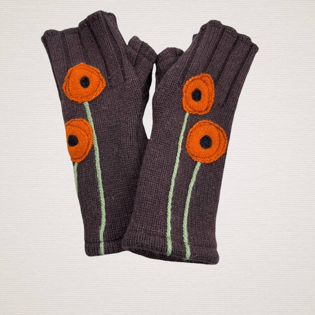 Fingerless Cashmere Gloves-Poppy