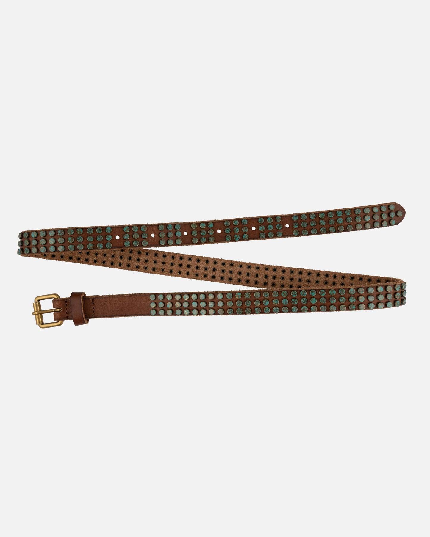 Azra | Leather Belt with Turquoise Patina Studs