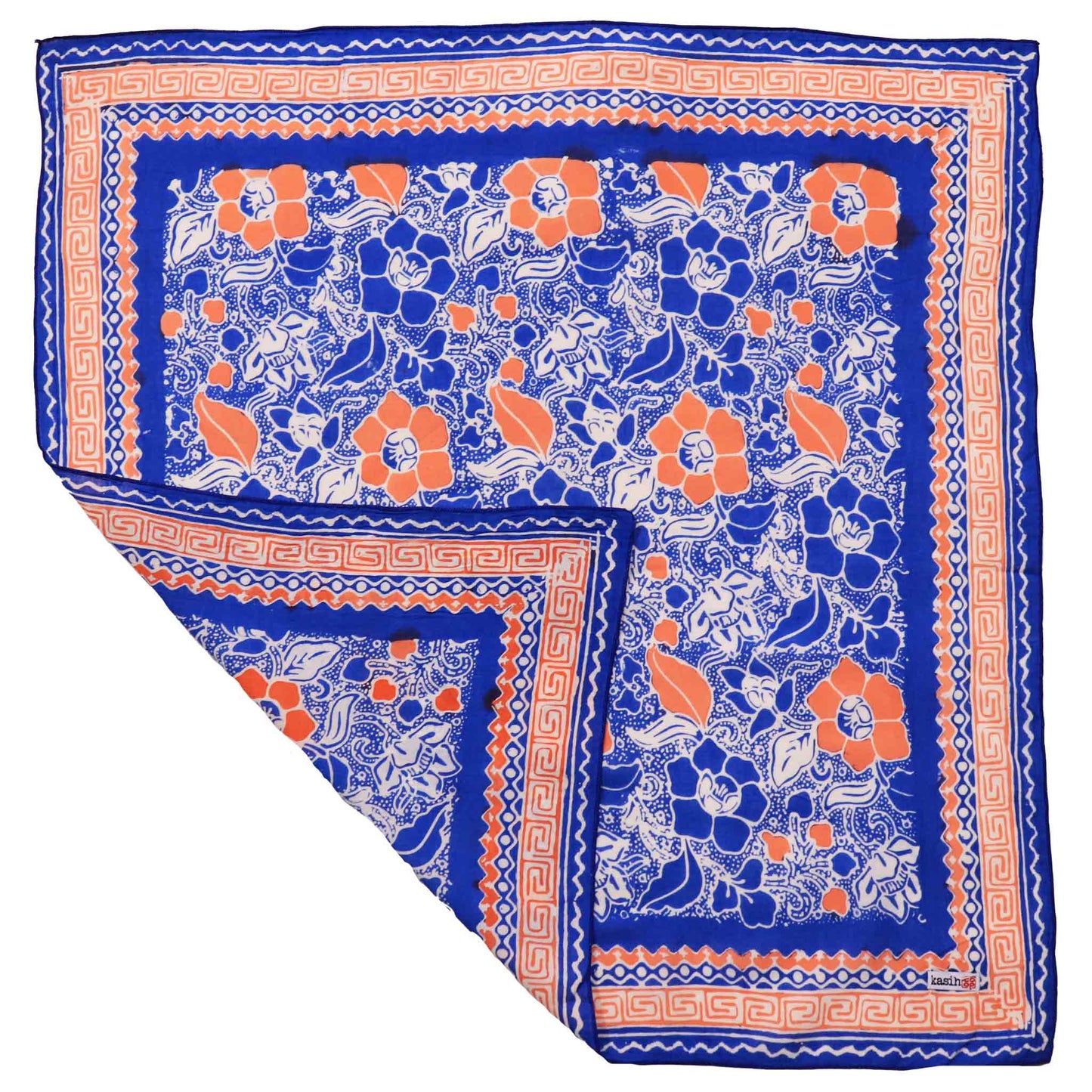 Hand Dyed Batik Bandana, 100% Soft Cotton, Sunset Sky, Blue, Orange