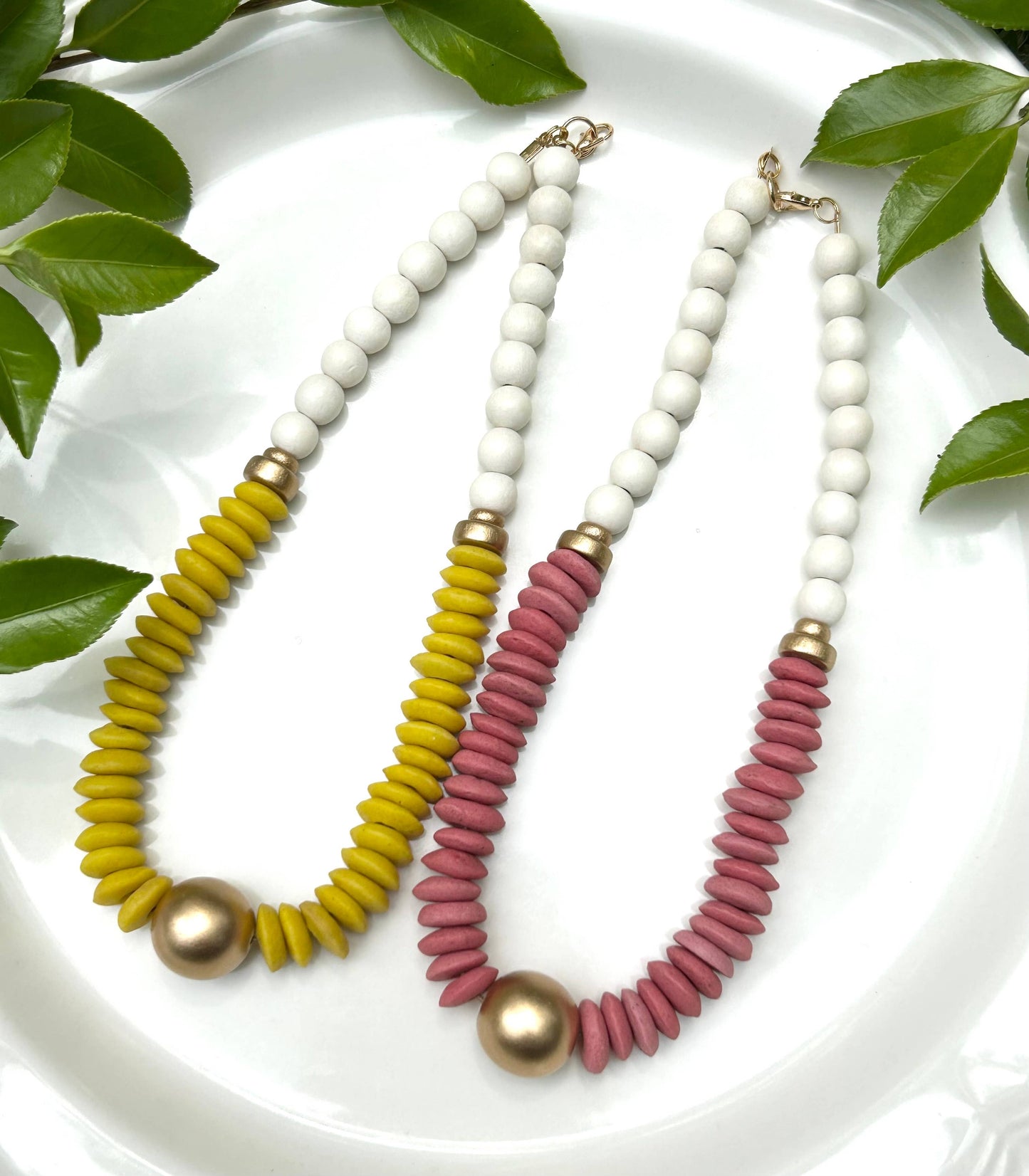 Yellow beaded statement collar necklace ashanti beads