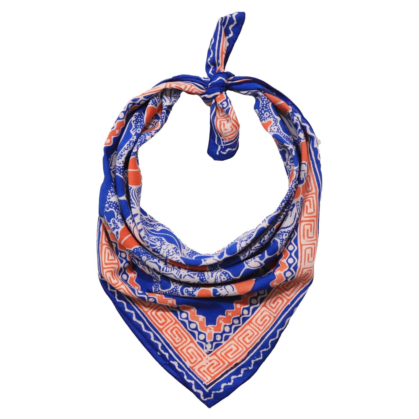 Hand Dyed Batik Bandana, 100% Soft Cotton, Sunset Sky, Blue, Orange