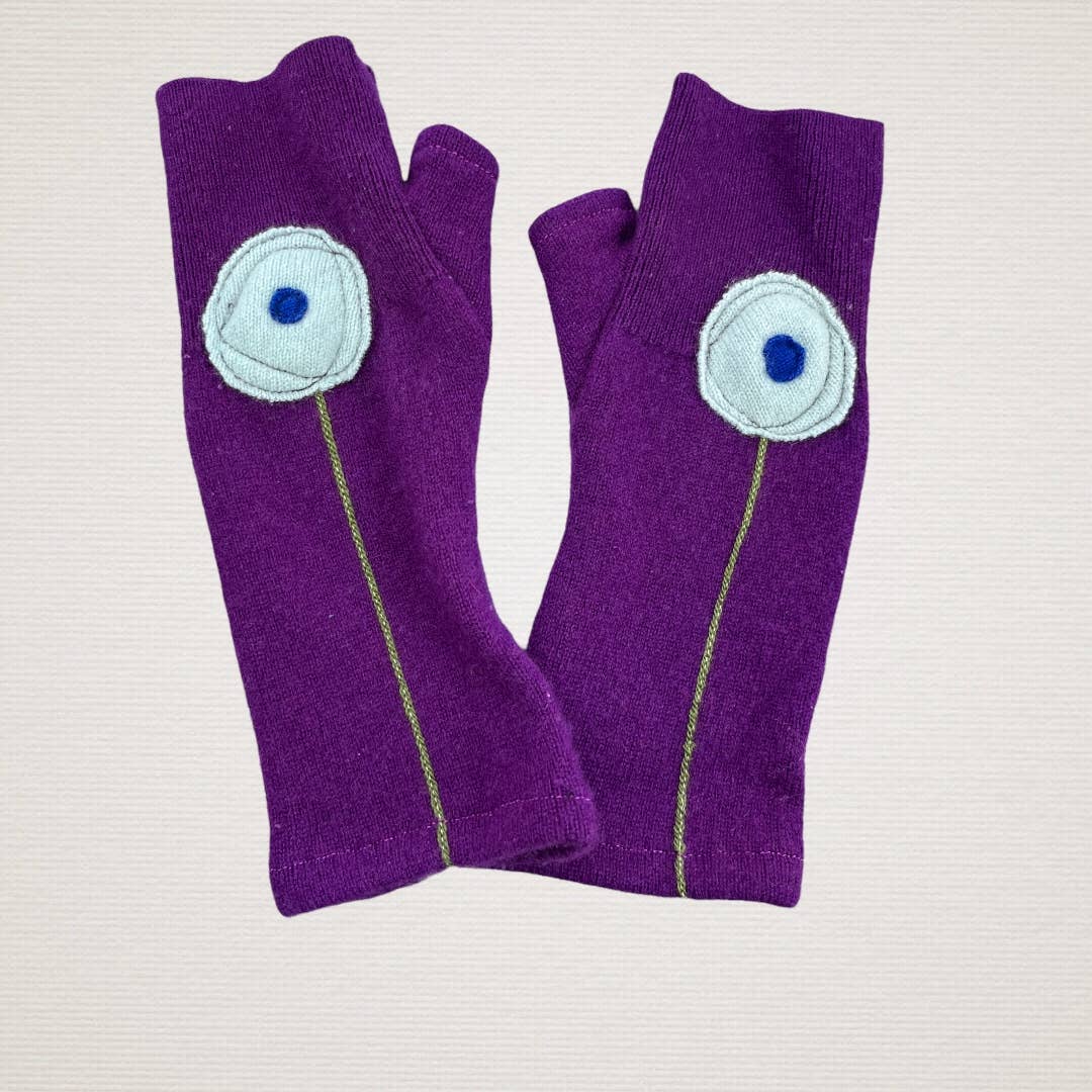 Fingerless Cashmere Gloves-Poppy