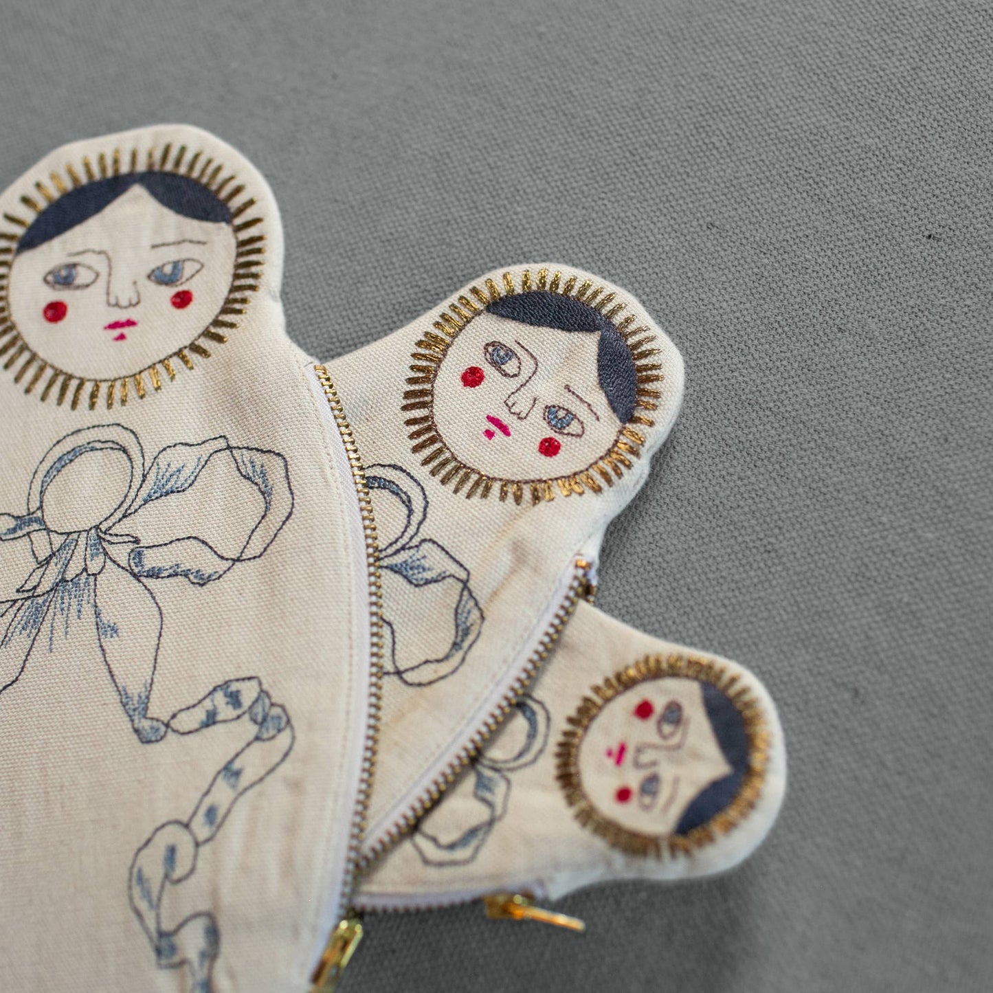 Nesting Doll Pouch Set, 3 Embroidered Zip Pouches