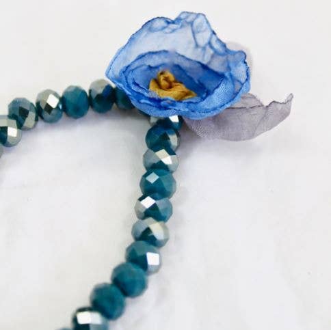 Teal Crystal Flower Bracelet -The Classics Collection- B1-1004