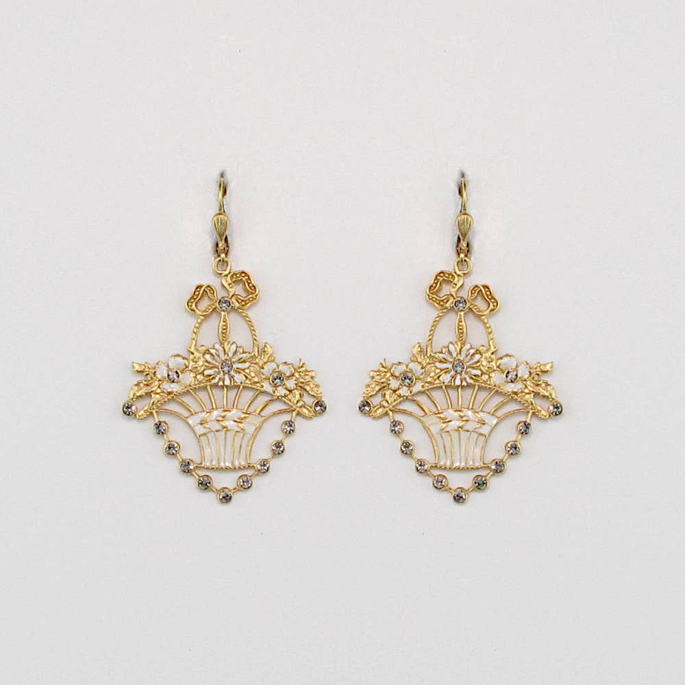 Flower Basket Enamel Earring- Limited Edition