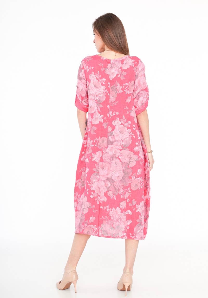 7697 LINEN DRESS, FLORAL SPRING SUMMER CLOTHING