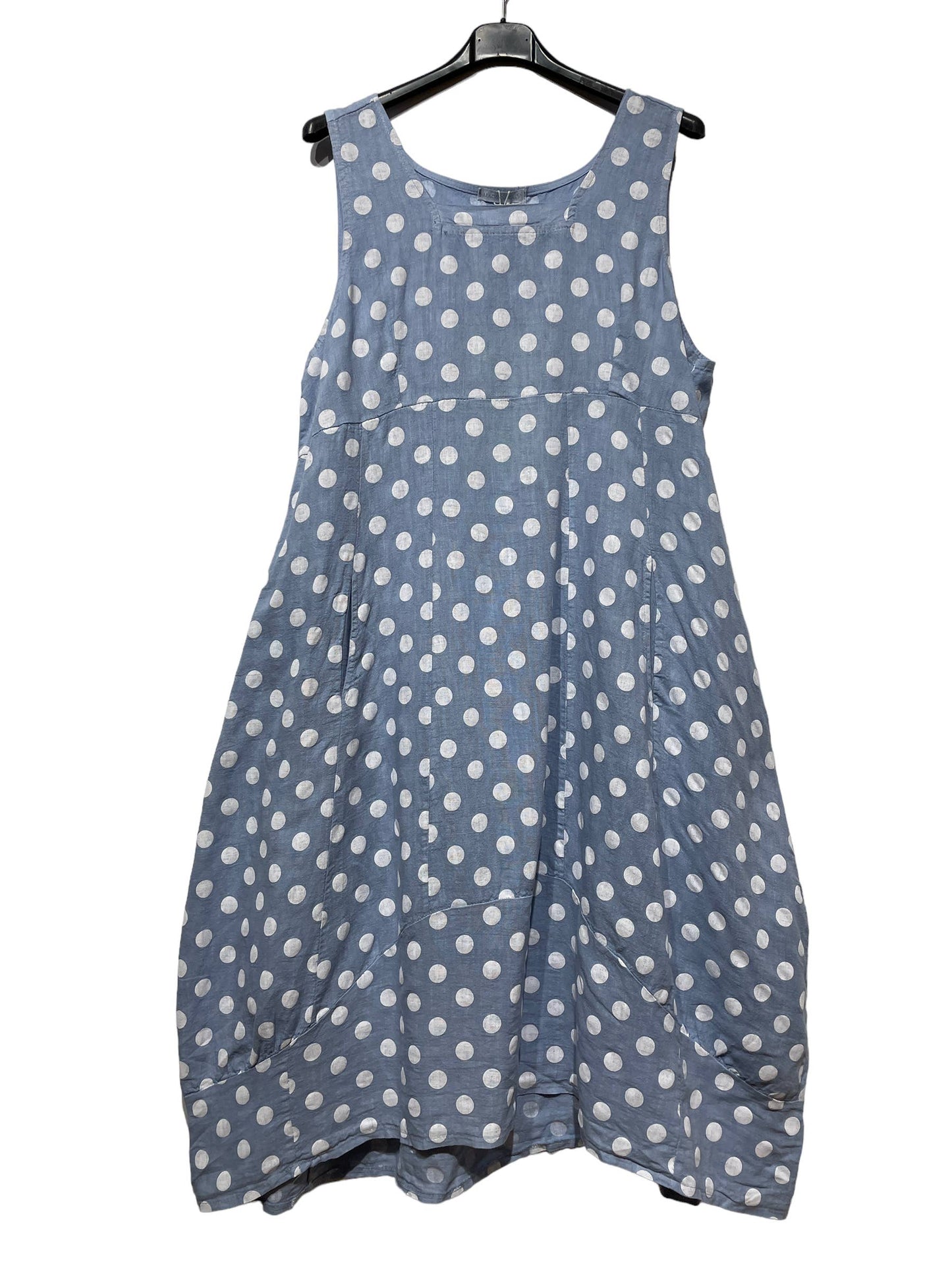322 POLKA DOT DRESS IN LINEN SPRING SUMMER CLOTHING