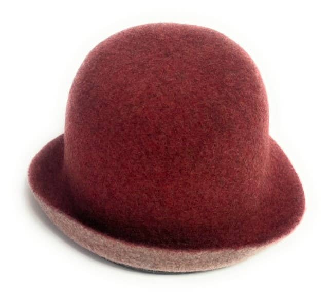 21S-0564 Boiled Wool Flat Knit Reversible Cloche Hat