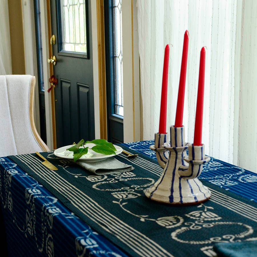 Black & White Table Linens Cotton Table Runner - Danya