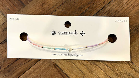 Freshwater Pearl and Colorful Seed Bead Anklet