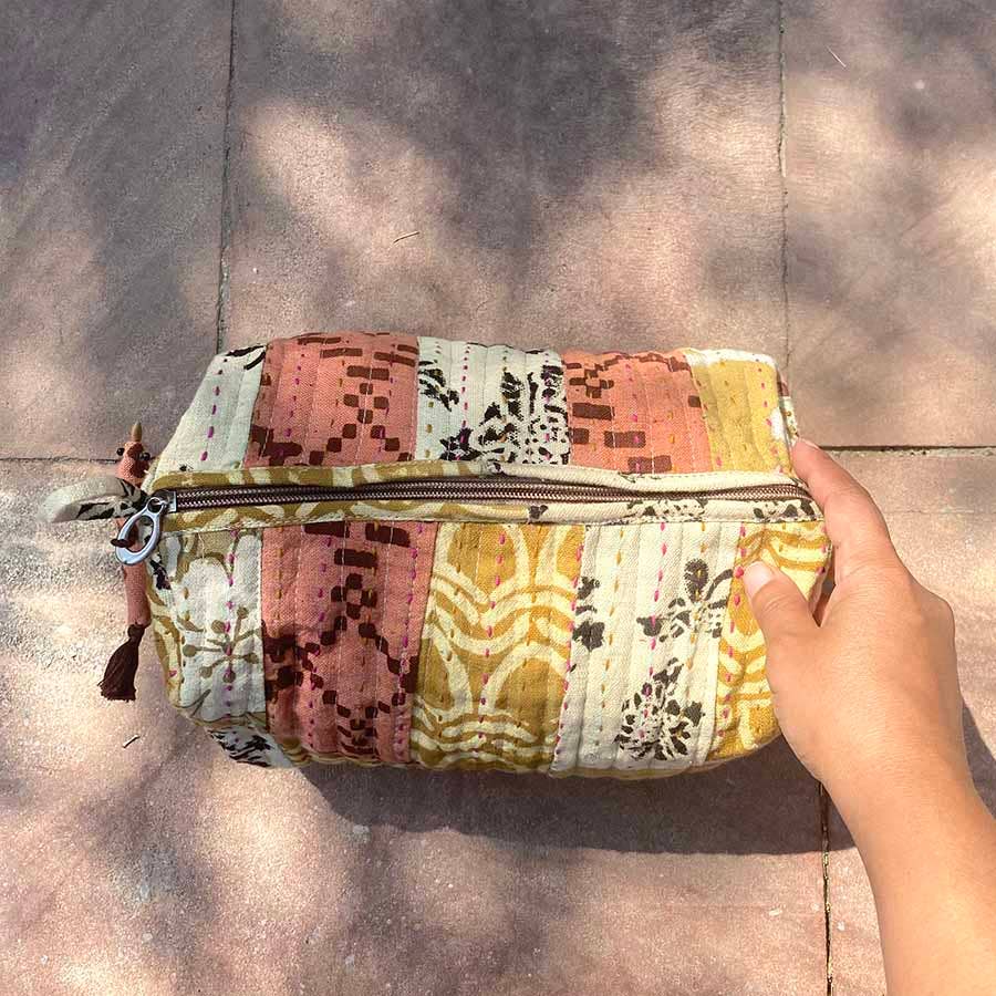 Zero Waste Cotton Large Toiletry Bag Travel Pouch - PATCH