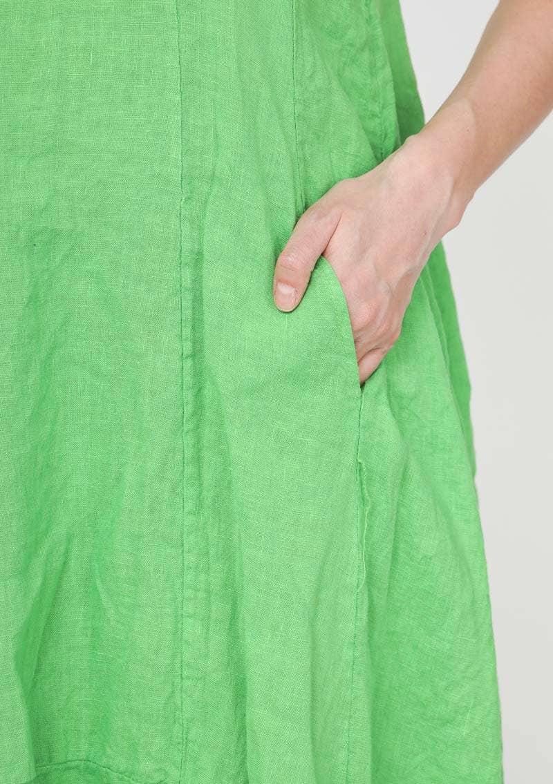 322 Solid women's linen dress with pocket