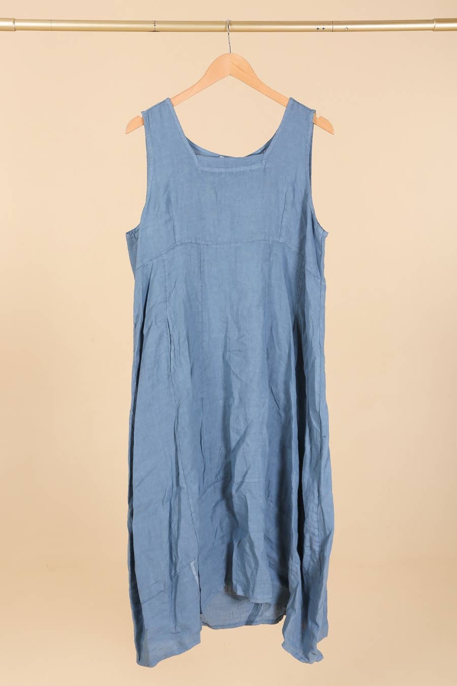 322 Solid women's linen dress with pocket