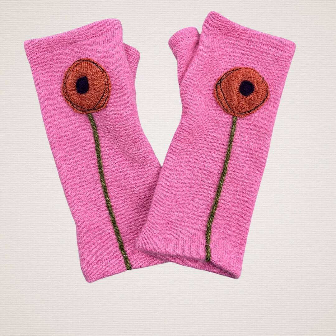 Fingerless Cashmere Gloves-Poppy