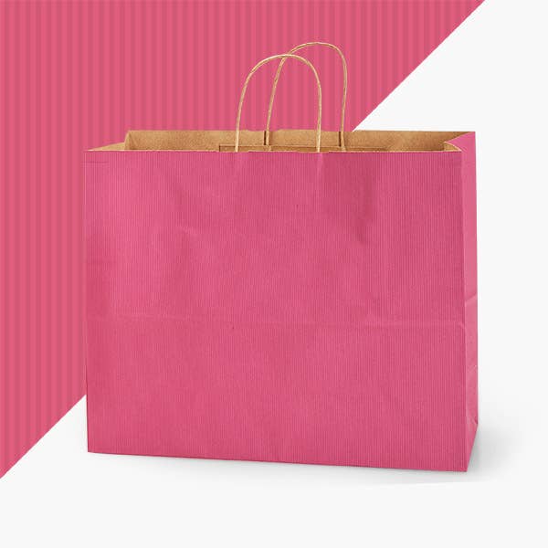 Recycled Shadow Stripe Kraft Paper Retail Shopping Bags