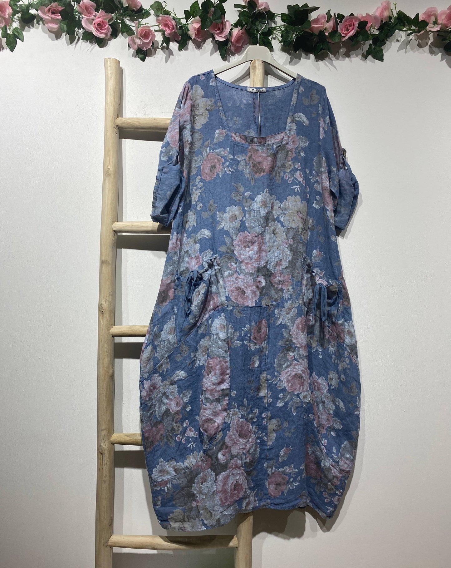 7697 LINEN DRESS, FLORAL SPRING SUMMER CLOTHING
