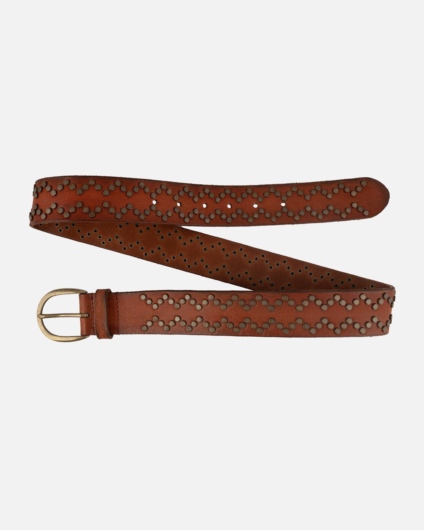 Demi | Oval Buckle Leather Studded Belt