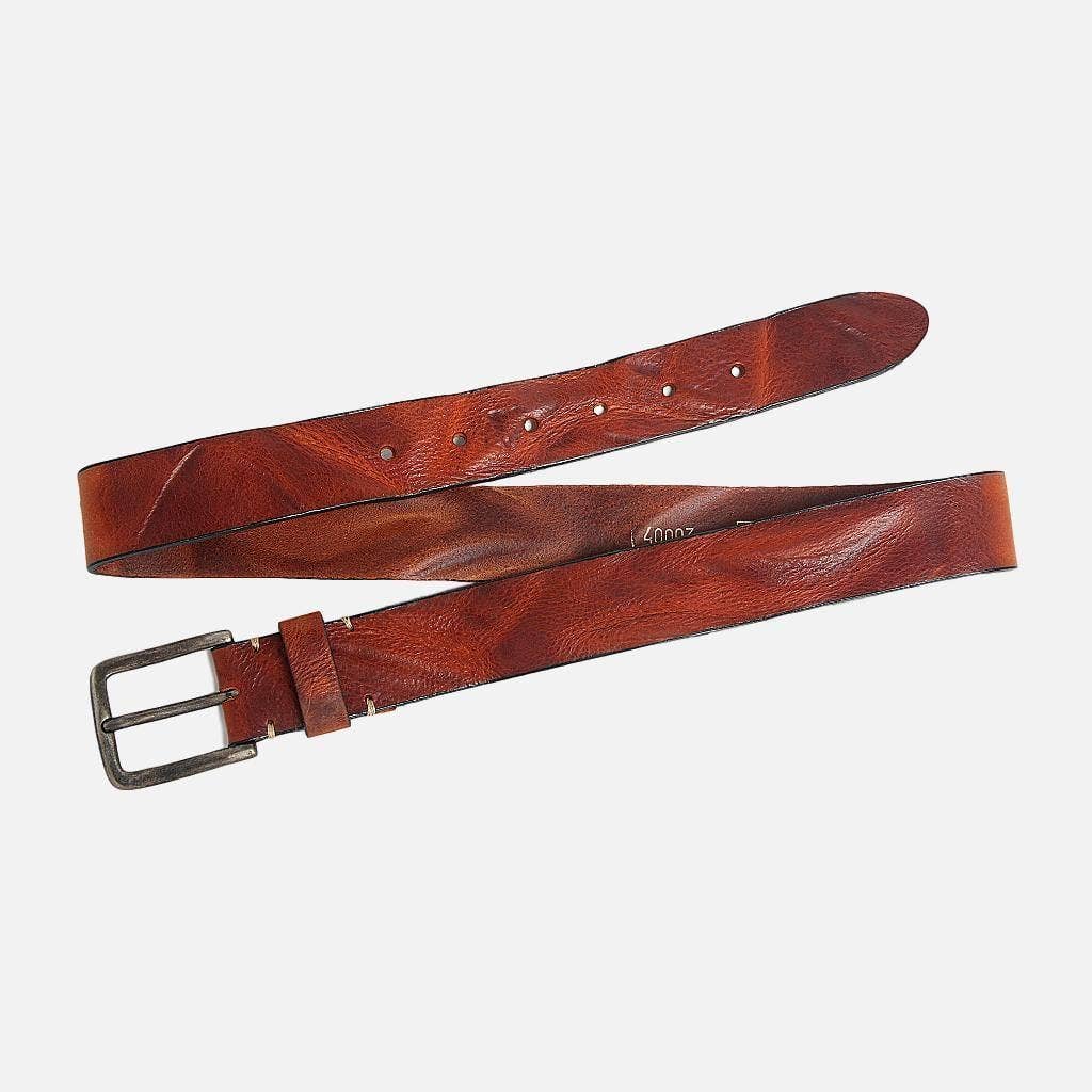 Dani | Silver Buckle Classic Casual Rugged Leather Belt