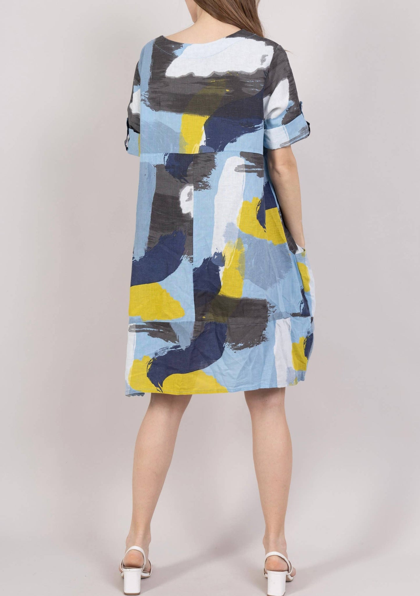 LINEN DRESS 0423 SPRING SUMMER CLOTHING ABSTRACT PATTERN
