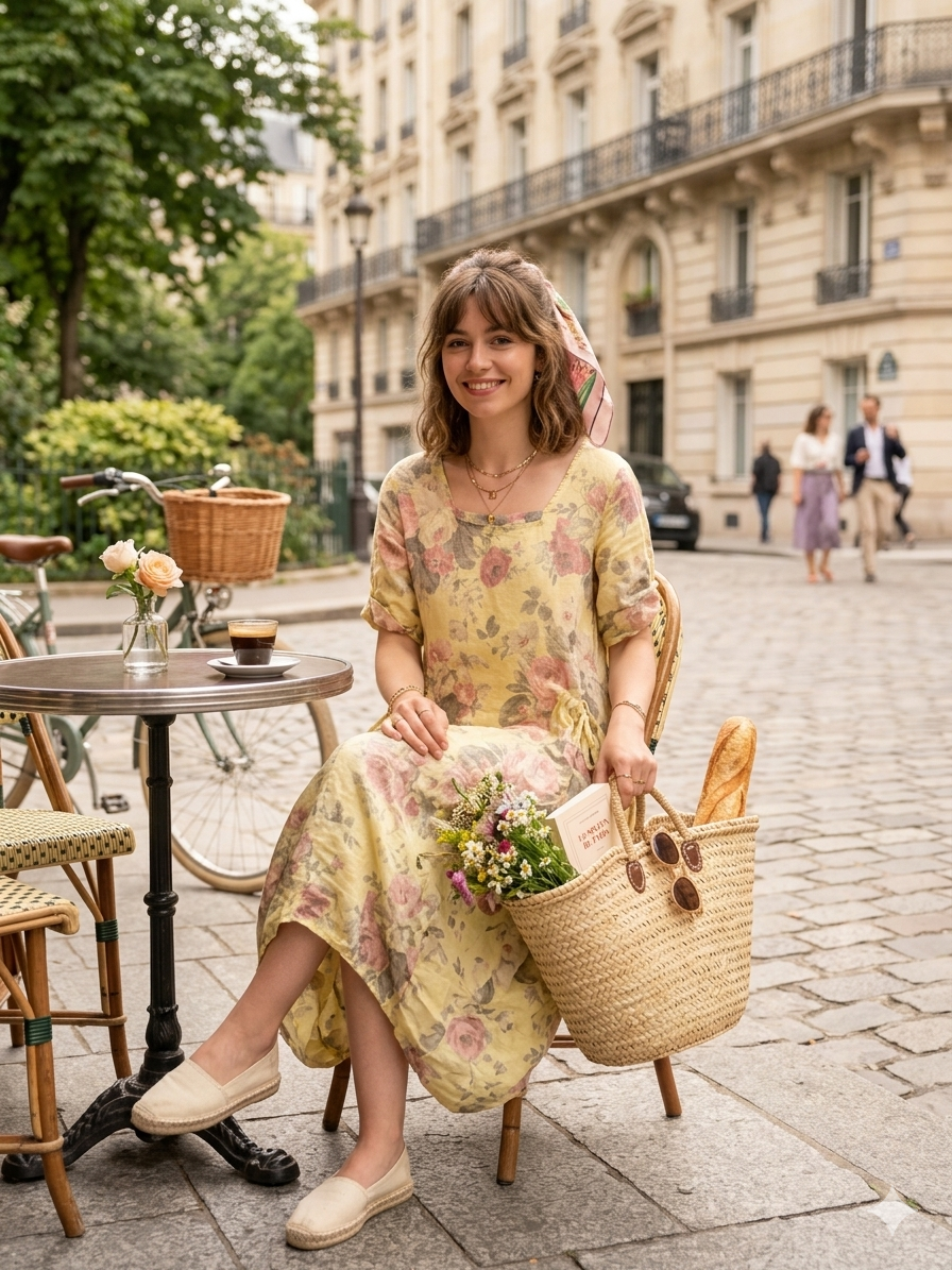7697 LINEN DRESS, FLORAL SPRING SUMMER CLOTHING