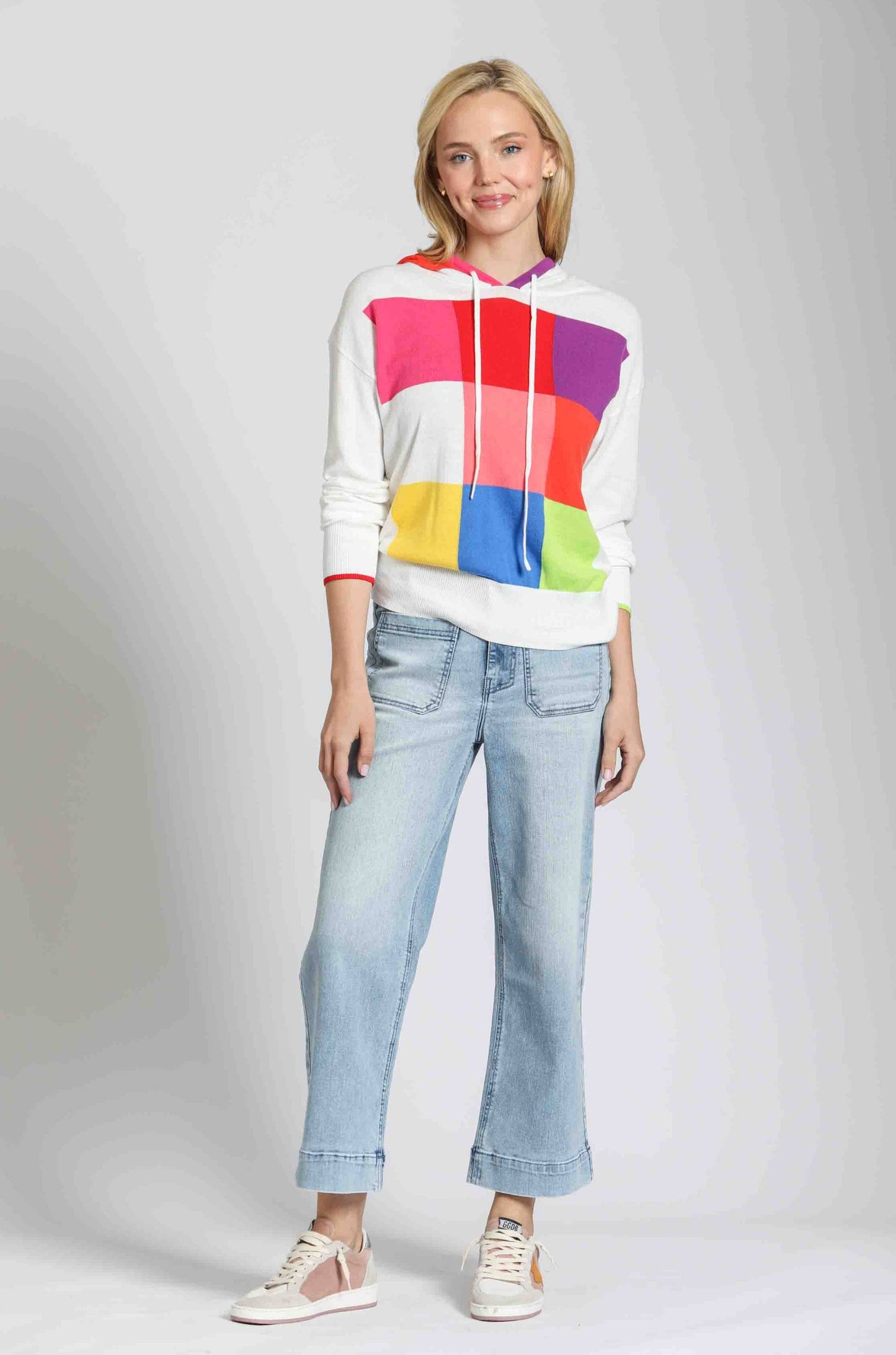 Cropped Wide Leg Pant With Patch Pockets - Light Indigo
