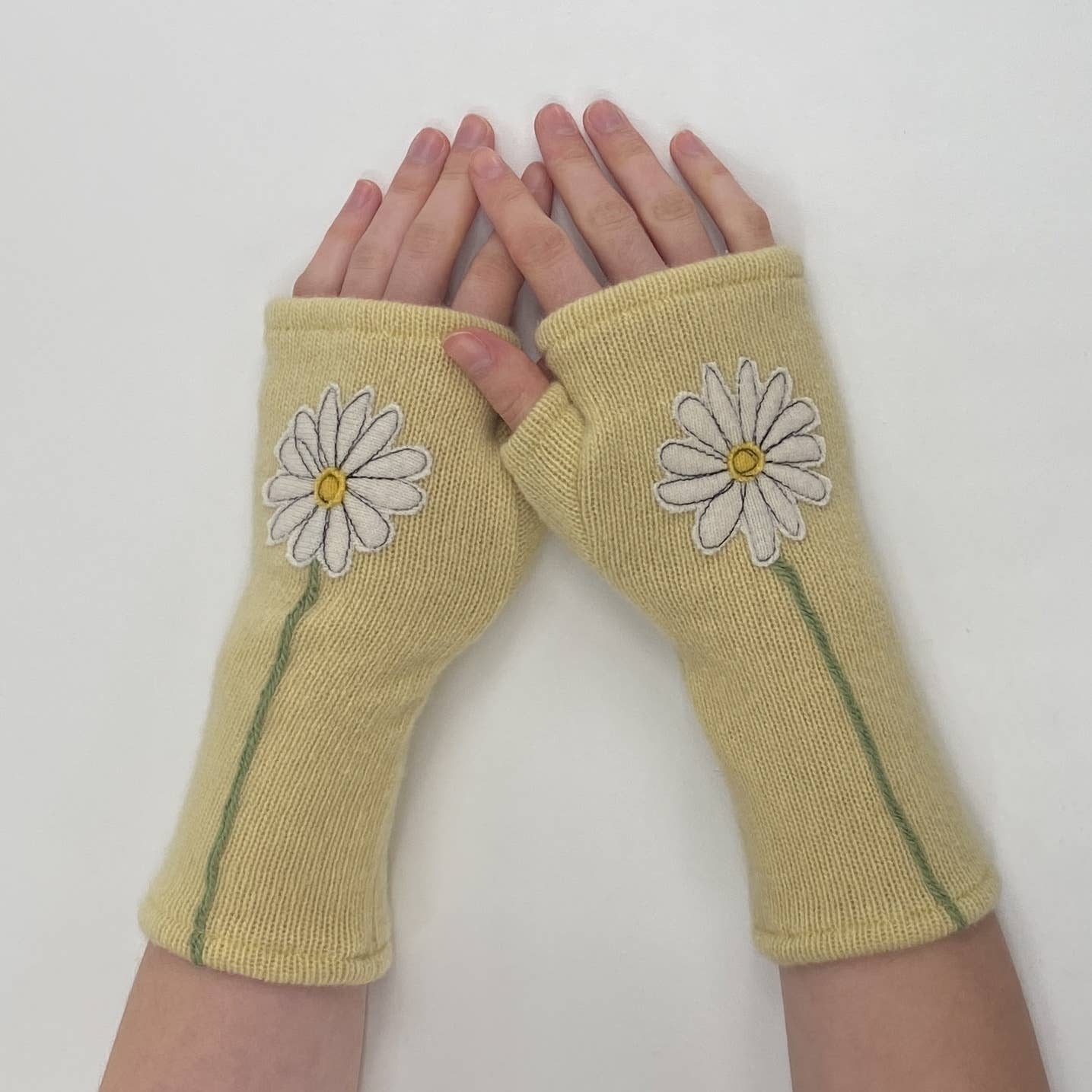 Fingerless Cashmere Gloves-Daisy