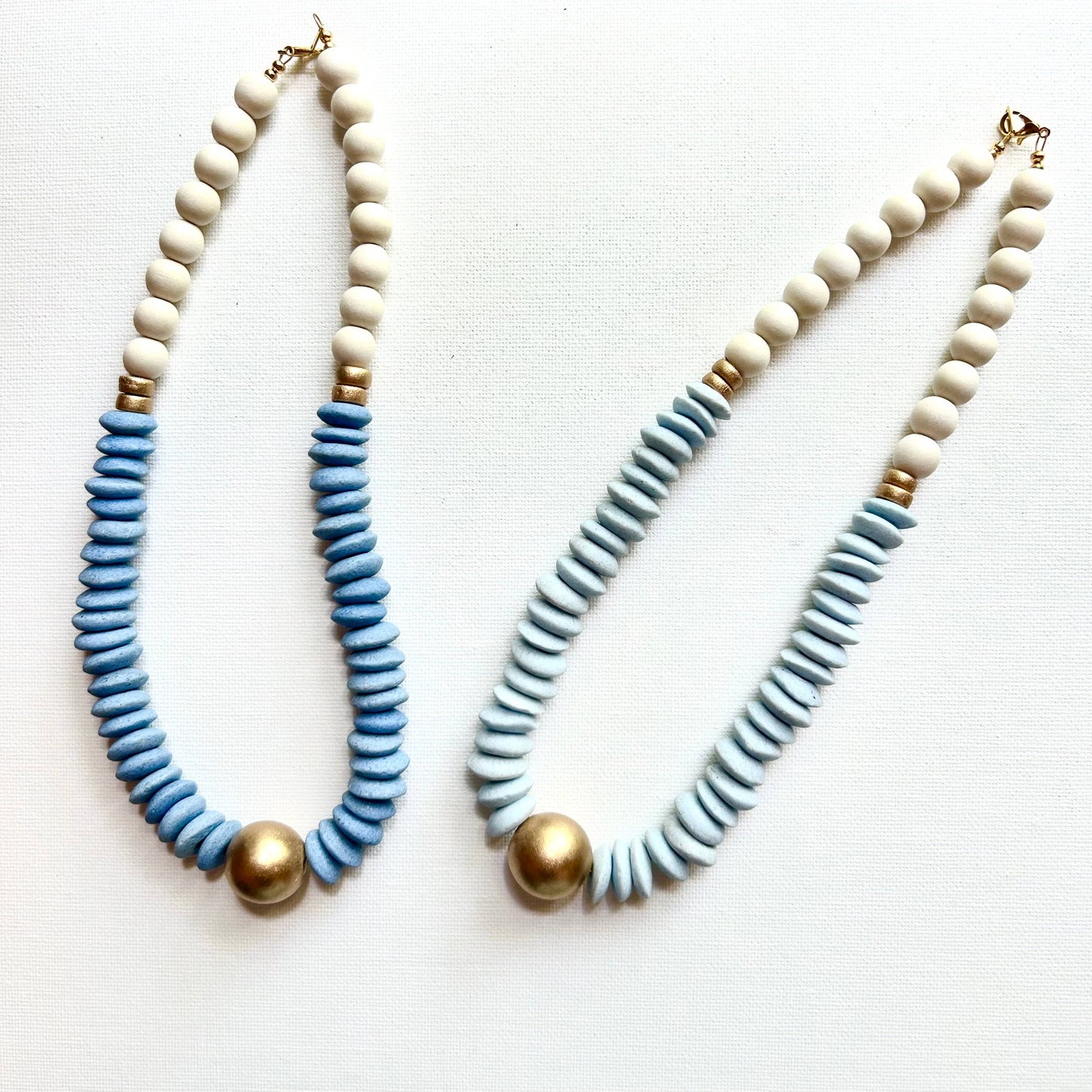 Baby blue and white beaded statement necklace UNC game day