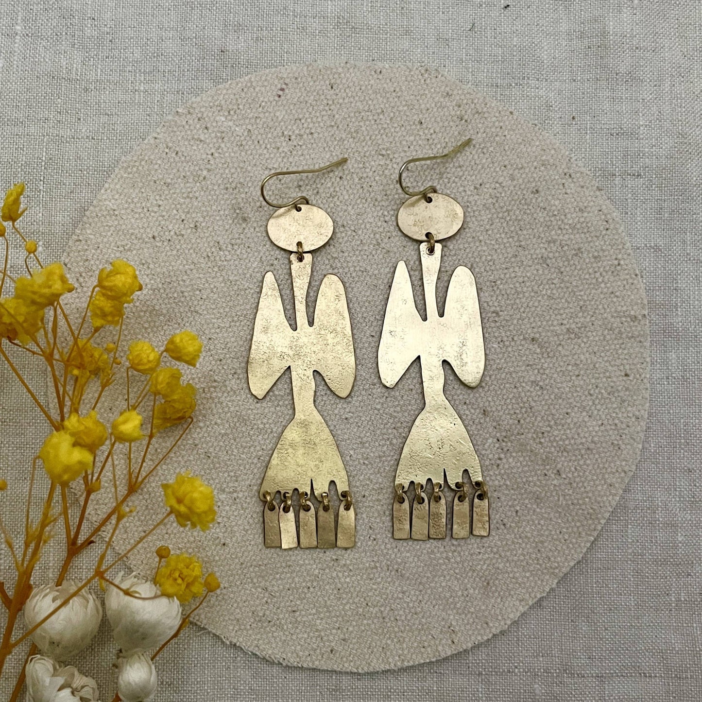 Brass Earrings, Bohemian Contemporary Handmade Jewelry