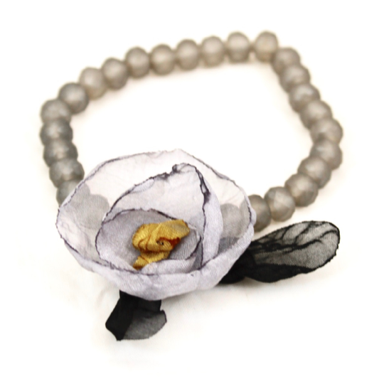 Crystal and Flower Stretch Bracelet  -The Classics Collection- B1-968